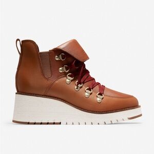 Brown Leather Wedge Ankle Boots